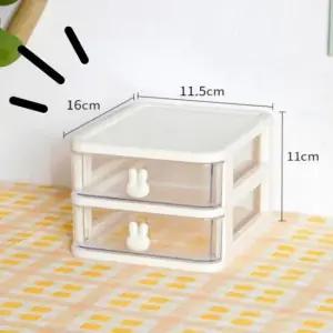수납함화이트 (원모어) 토끼모양 서랍함 탁상용 2단 수납정리