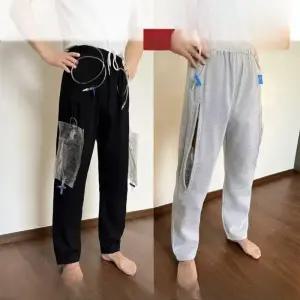 장루바지 포켓 편안한 노인 배뇨 소변줄 7부 하의 외부 소변기 환자복