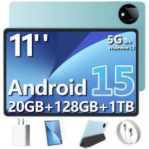 HUIHUANG 태블릿 11인치 안드로이드 15 카메라, RAM 스크린, (블루) 배터리 코어 태블릿, 20GB Wi-Fi 옥타 듀얼 1280x800 ROM 5, 터치 1TB 프로세서, 확장, 128GB 8000mAh LCD BT5.0,