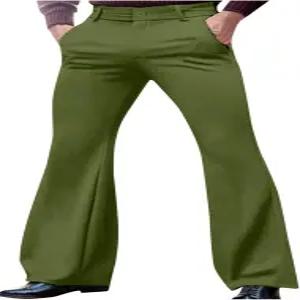 70년대 남성용 디스코 팬츠 벨 하의 드레스 스타일리시한 댄싱 무대 퍼포먼스 플랫 프론트 스트레치