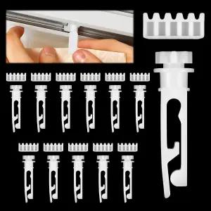 12 세트 수직 블라인드 교체용 스템 및 기어 흰색 수리 키트 부품 캐리어 헤드레일용 커튼 액세서리