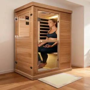 PAETA 적외선 사우나 1인용 실내 건식 5개의 탄소 히터 빠르고 고르게 가열되는 저EMF 가정용 사우나목재를