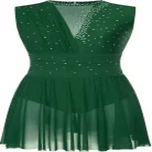 훌리자 서정적인 여성용 라인스톤 피겨 스케이팅 드레스 민소매 발레 댄스웨어