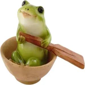 탑 컬렉션 미니어처 요정 정원 및 테라리움 개구리 노 젓는 보트 피규어 그린