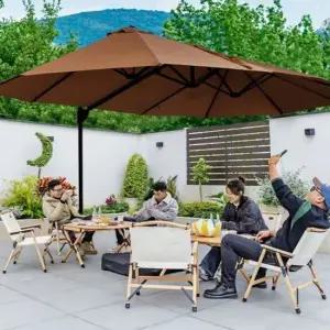 옥상 정원 카페 풀세트 대형 폴딩 파라솔 360도회전