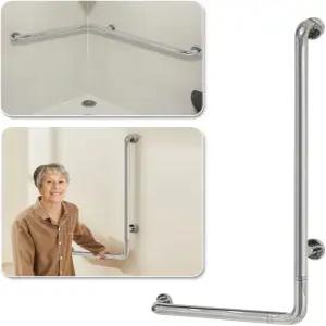 노인용 샤워 그랩 바 화장실 안전 L자형 욕실 핸드 레일 벽걸이 24인치 x 36인치 욕조 핸디캡 스테인리스