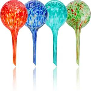 이리데센트 셀프 워터링 글로브 유리 무지개 식물 플랜터 인서트 자동 실내 소형 4개 멀티 컬러