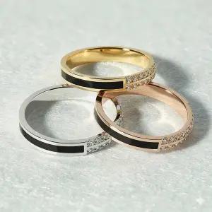 [엘렌쥬얼리]실버 Silver 925 하프 블랙 오닉스 라인 미스 링 은 반지