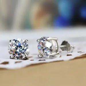 네발 큐빅 귀걸이 실버 미니큐빅 귀걸이