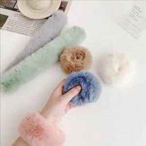 인조 퍼머리 끈 여자 자동 끈 곱창머리끈 토끼 융털 겨울