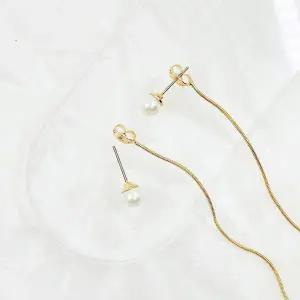 드롭 데일리 패션 한줄 진주 귀걸이