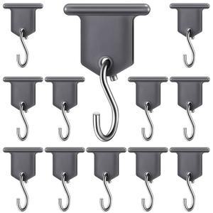 BBTO Rv 조명용 차양 후크 캠핑용 액세서리 행거 S자형 세트 크리스마스 파티용 텐트 실내외 용품(그레이와 실버, 12켤레)