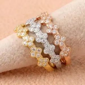 [엘렌쥬얼리]실버 Silver 925 벨라 플라워 패턴 큐빅 미스 링 은 반지