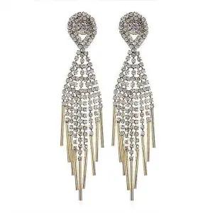 여성 화려한 큐빅 드레스 귀걸이 롱 귀걸이