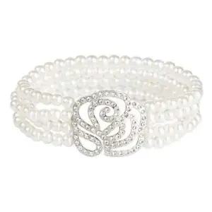 큐빅장식 라인진주 로즈모양 팔찌