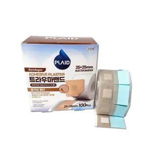 영케미칼 트라우마 밴드 사각형 100매 25mmx25mm 반창고 살색 일회용 지혈테이프