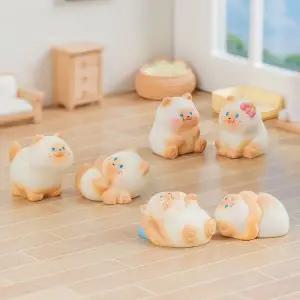 파스텔 고양이 피규어 미니어처 인테리어 소품 데스크 장식 힐링 오브제 세트 WFJFMJZ