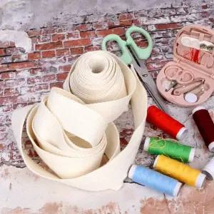 가방끈 부자재 웨이빙끈 아이보리 32mm x 5m