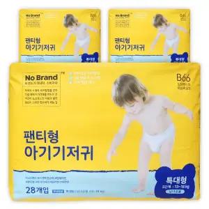 노브랜드 팬티형 아기기저귀 팬티 기저귀 특대형 공용 28개입 3팩