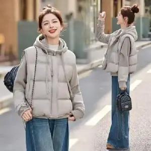 여친 캐주얼 겨울 투피스 자켓 후드 도톰 트렌디 아이템 코트 조끼 패딩 테일러드 HT4
