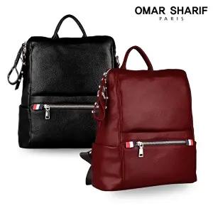 [오마샤리프]천연 소가죽 스퀘어 여성백팩 OS8012