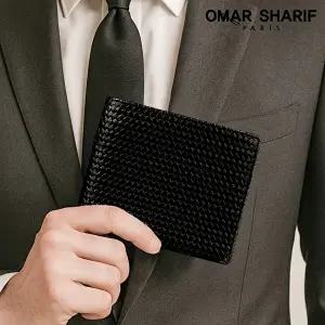 [오마샤리프]위빙패턴 천연소가죽 남성 반지갑 OS6558