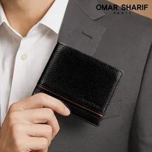 [오마샤리프]라인포인트 천연소가죽 남성 반지갑 OS6556