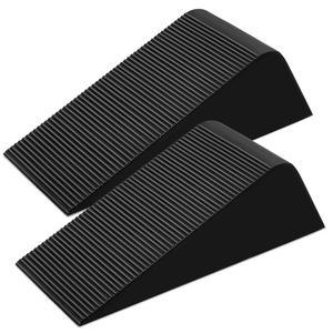 문 아래쪽을 위한 대형 고무 도어 스토퍼 웨지, 최대 2인치 높이, 바닥을 2팩 미끄럼 방지 스토퍼, 홈 오피스 학교 상업용 블랙 빅 견고