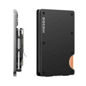 [미국배송] HIESGIE MAGSAFE 지갑과 호환 남성용 슬림 지갑 머니 클립 RFID 차단 금속 카드 홀더 미니멀리스트 마그네틱 아이폰호환 16/15/14/13/12 시리즈와 호환 - 클래식 블랙