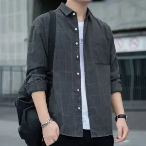 [모로엠] 체크 패턴 긴팔 셔츠 남성용 ON-SHA-QWFN0XN2