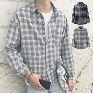 [모로엠] 남성 간절기 체크 루즈핏 긴팔 셔츠 ON-SHA-QWFN0Y0X