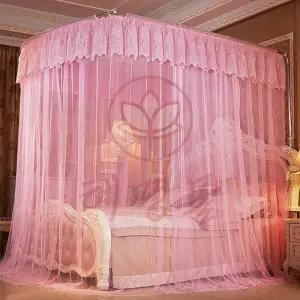 혜명몰 캐노피 침대 모기장 200x220cm 핑크 바닥일체형 방충망 공주