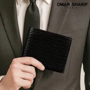 위빙패턴 천연소가죽 남성 반지갑 OS6558