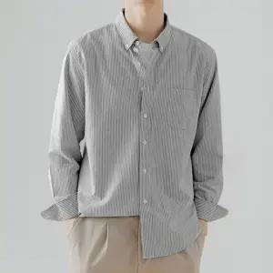 [모로엠] 남성 스트라이프 긴팔 카라 셔츠 ON-SHA-QWFN0XUF