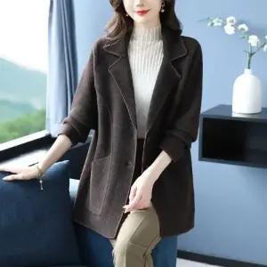 여사친 모직 하프 가을겨울 정장자켓 트렌디 코트 기장 정장 아이템 칼라 상의 HT4