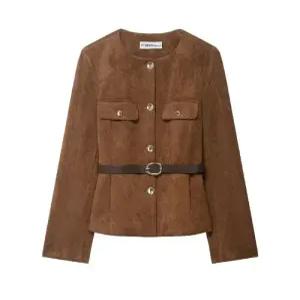 여사친 가을겨울 정장자켓 트렌디 효과 정장 스웨이드 아이템 질감 코트 HT4