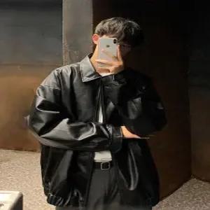 빈티지 남자항공점퍼 봄가을 PU가죽 재킷 ible3