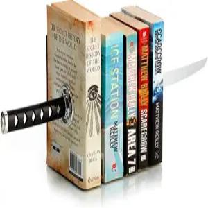 ZWCIBN 책꽂이 장식용 모던 메탈 퍼니 유니크 블랙 DVD 북엔드 오피스 홈용 카타나 책 스토퍼 홀더 남성용