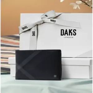 닥스 액세서리 26FW [메가히트]타탄 체크 블랙 가죽 반지갑 DBWA6F946BK