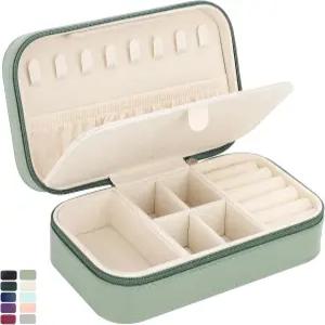 디자인스터 여행용 주얼리 박스 PU 가죽 휴대용 케이스 선물용 작은 여성 반지 정리함 귀걸이 목걸이 팔찌