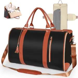 여행용 기스탁 의류 가방 신발 파우치와 탈부착 가능한 어깨끈이 있는 여성용 컨버터블 캐리 더플백 대형