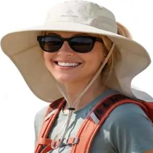 여성용 캠프트레이스 선햇 UPF 50+ 자외선 차단 와이드 브림 하이킹 낚시 모자 목 플랩 포함