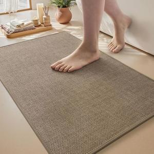 몬트부 목욕 매트 러그-울트라 얇은 논 슬립 욕실 퀵 드라이, 고무 백킹 세탁 가능한 러그가 문 아래에 장착, 바닥용 흡수 러그, 17인치 x24, 카키