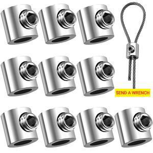 1/2mm 와이어 로프 클램프 용 10개 스테인레스 스틸 케이블 조정 가능한 구리 금속 서스펜션 클립 나사 고정 하드웨어 액세서리