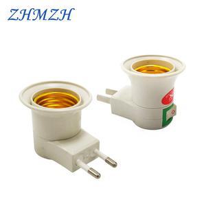 E27 램프 홀더 벽걸이 형 스위치 나사 유형 미국 입 라이트 EU 플러그 버튼 램프베이스 ON/OFF 원형 변환기