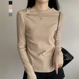 [페이릿][페이릿] 베럴 넥 셔링 포인트 데일리 니트 티셔츠