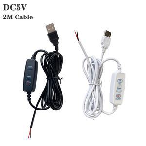 스위치가 있는 USB 디머 2m 와이어 조명 10단계 LED 단색 및 5V 스트립용 보드 조광 무단계 커넥터