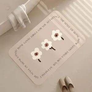 [골드스마일]플라워 구조토 화장실발매트 주방발판 화이트