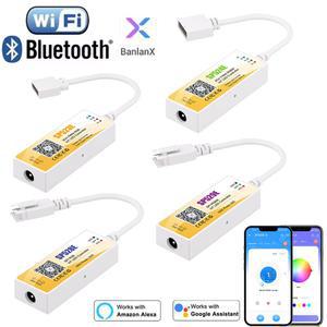 DC12V 24V 미니 WIFI 블루투스 LED 2 알렉사 스트립 라이트 음성 RGBW 디머 RGB 리모컨 4G 제어 구글용 앱 PWM 컨트롤러 SPI