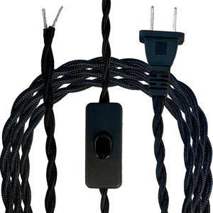 6 6피트 꼬임 천으로 덮인 램프 준비된 스트립 코드, 코드 및 끝단 성형 버튼 포함 처리된 , 패브릭 배선 전기 스위치 플러그